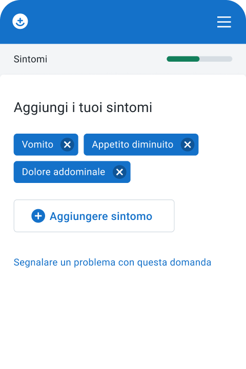 screenshot - aggiungi i sintomi iniziali