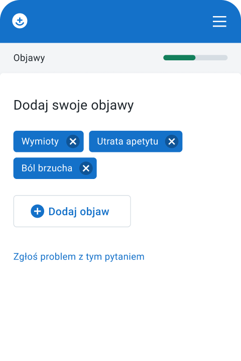 zrzut ekranu - dodaj początkowe objawy
