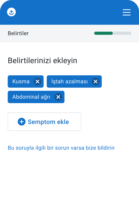 ekran görüntüsü - ilk semptomları ekle