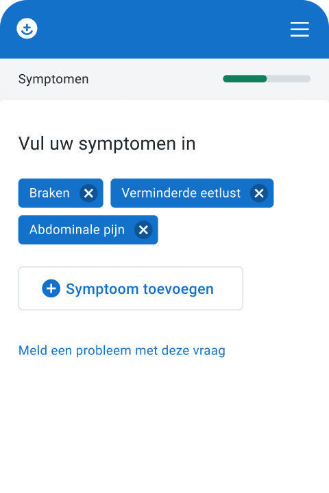 screenshot - initiële symptomen toevoegen