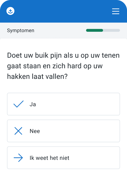 screenshot - medische vragen beantwoorden