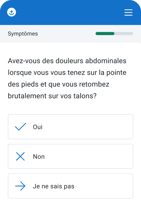 Capture d'écran : Réponse aux questions médicales