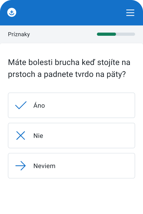 snímka obrazovky - odpovedanie na lekárske otázky