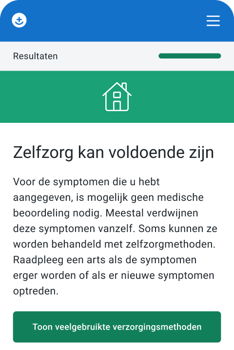 screenshot - resultaten van medische beoordeling bekijken