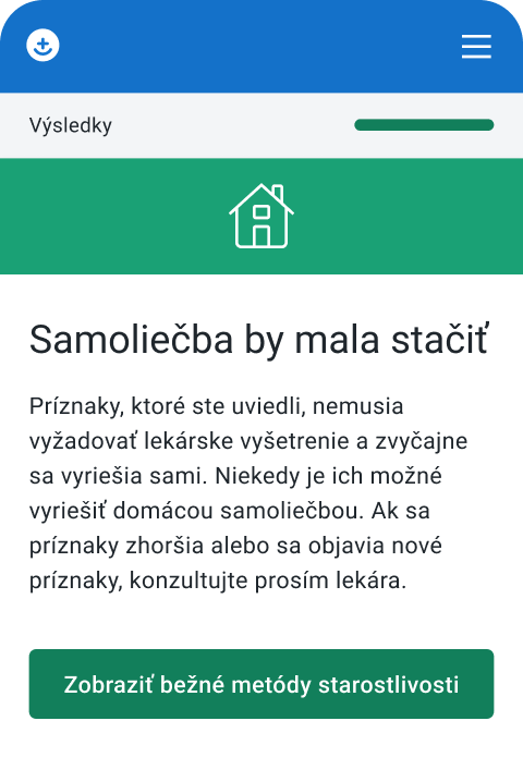 snímka obrazovky - zobrazenie výsledkov lekárskeho hodnotenia